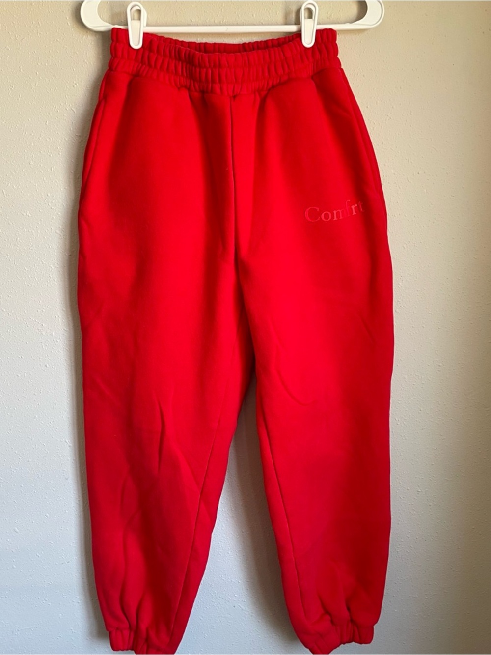 Womens Comfrt Red Fleece Jogger Sweatpants